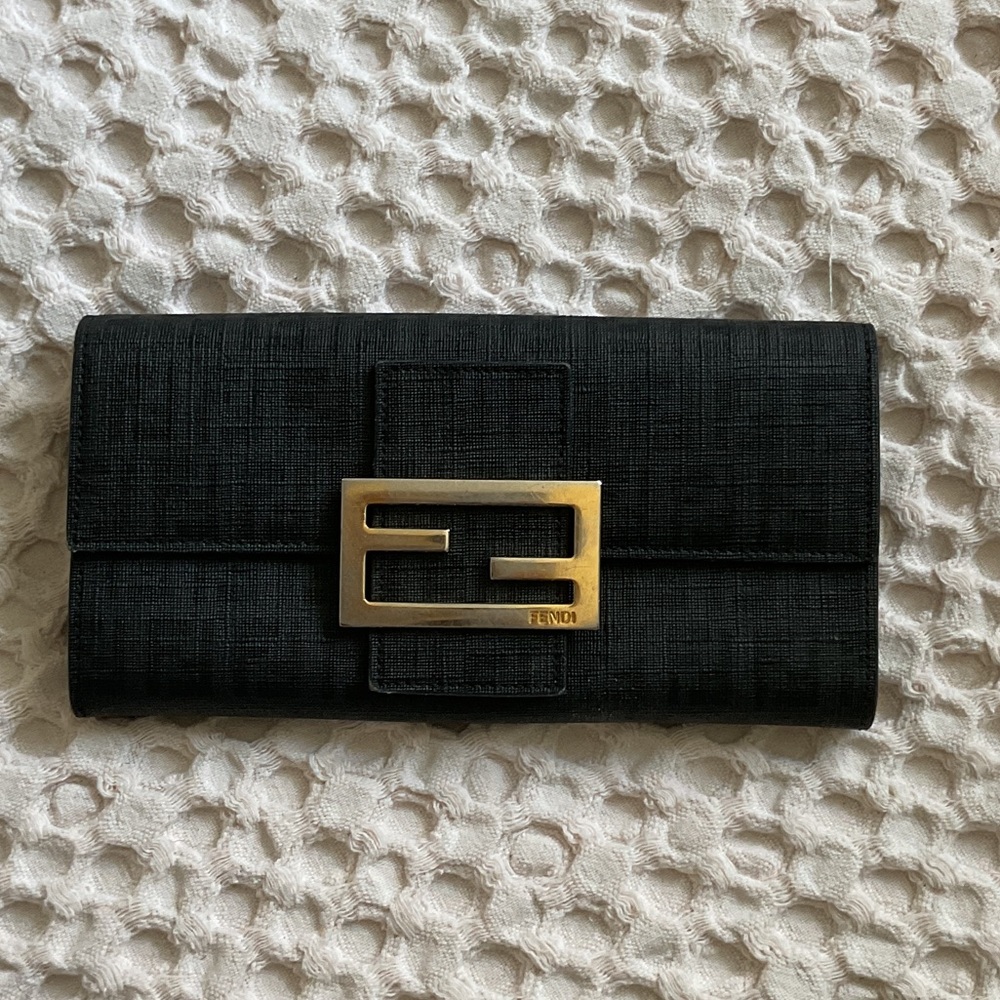 Fendi Black Wallet with Gold Hardware